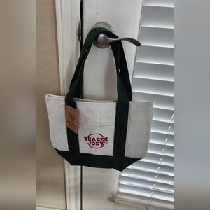 Mini Trader Joe's Green and White Tote Bag